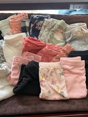 Girls' Pink Floral & Solid Leggings Pack 20 pairs